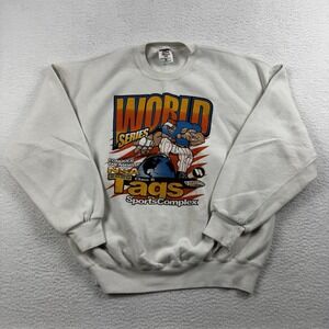 VTG World Series B Men's Sweater 2XL White Baseball Sports Graphic Print